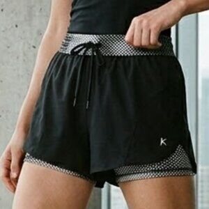 2-in-1 Running Danskin Now Black White Polka Dot Athletic Shorts M Medium